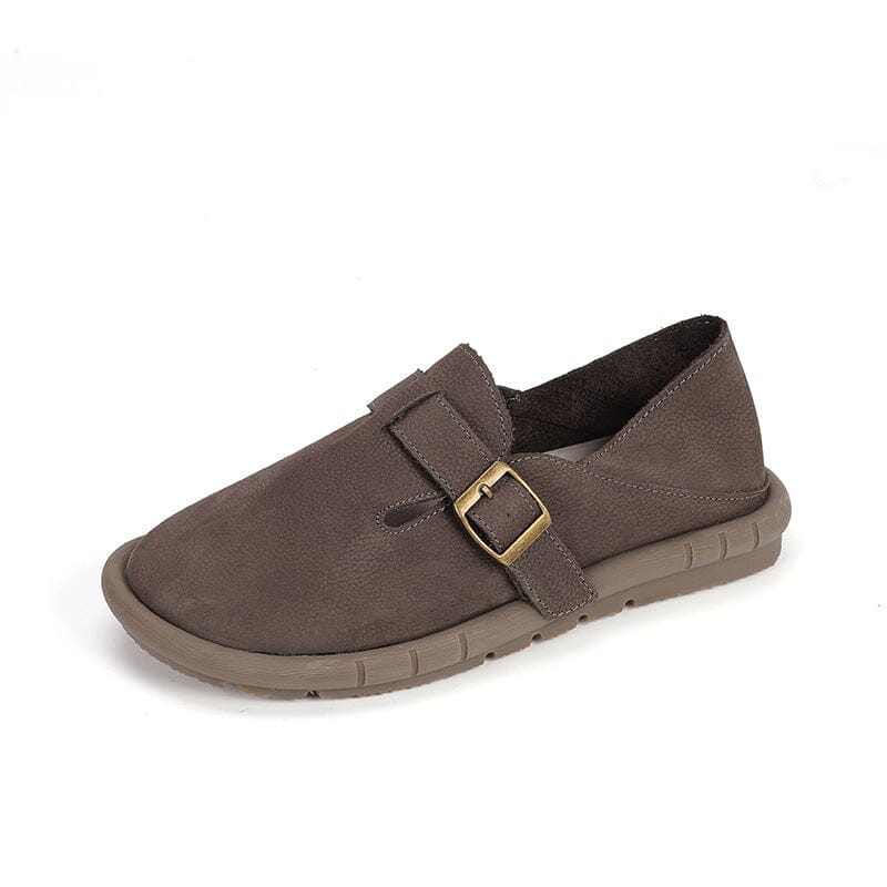 Women Summer Retro Leather Flat Casual Shoes Jun 2023 New Arrival Coffee 35 