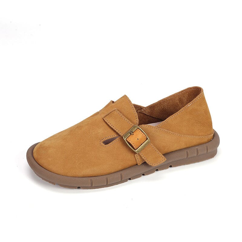Women Summer Retro Leather Flat Casual Shoes