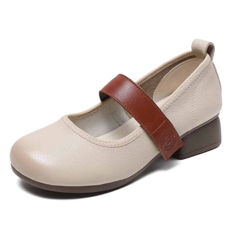 Women Summer Retro Leather Velcro Tape Casual Shoes