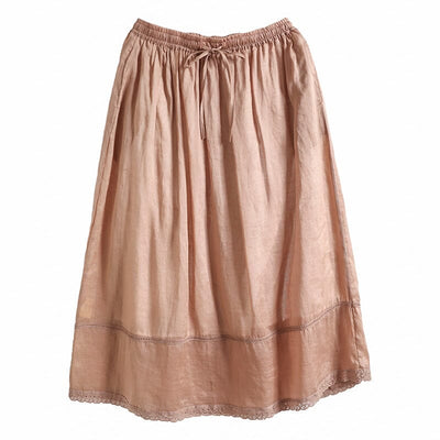Women Summer Retro Linen A-Line Skirt