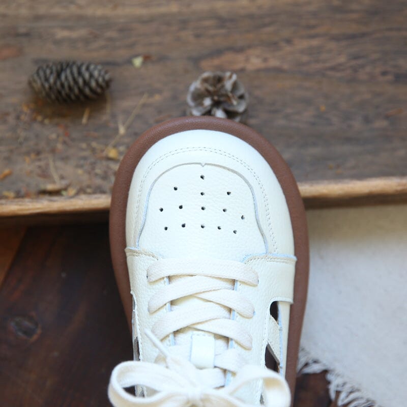 Women Summer Soft Holloe Leather Flat Sandals