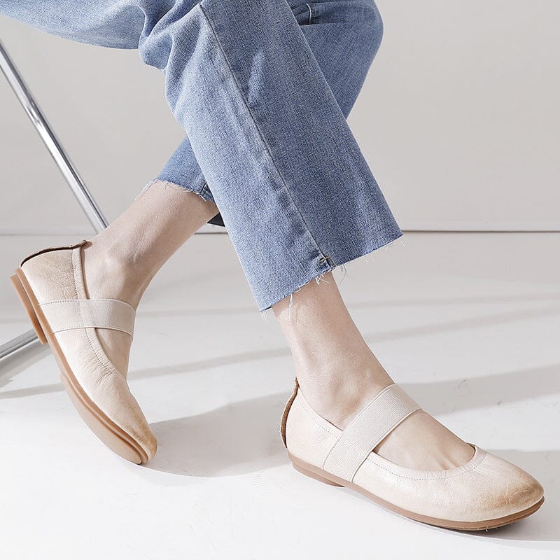 Women Summer Soft Leather Flat Casual Shoes May 2023 New Arrival 
