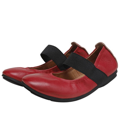 Women Summer Soft Leather Flat Casual Shoes May 2023 New Arrival Red 35 