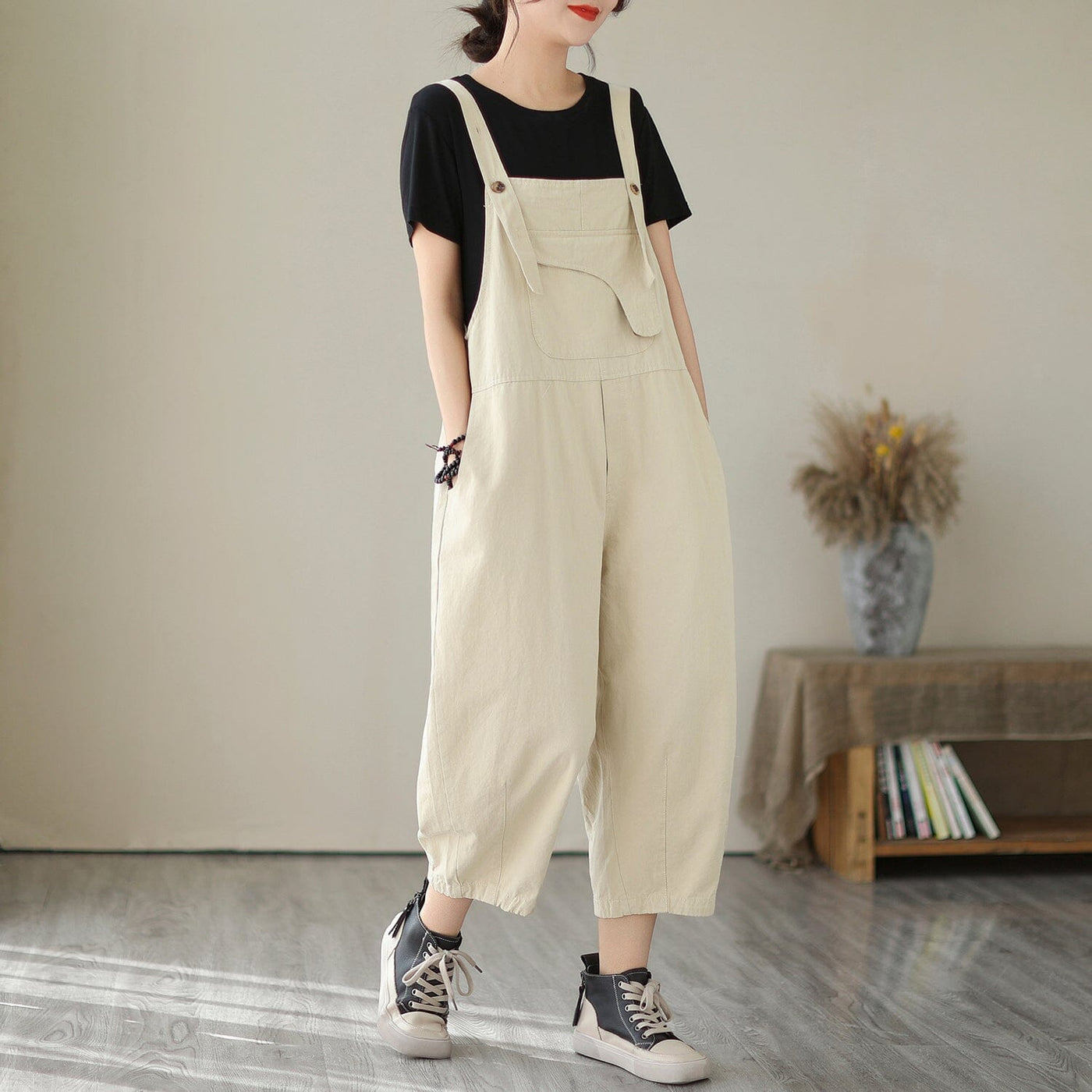 Women Summer Solid Loose Casual Jumpsuit