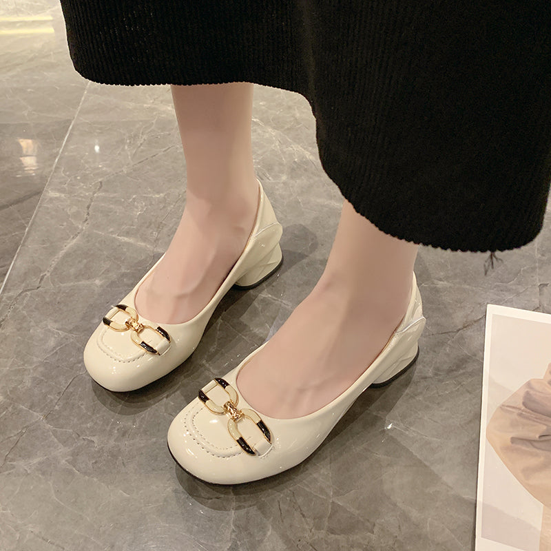 Women Summer Style Patent Leather Retro Casual Shoes Jul 2022 New Arrival 