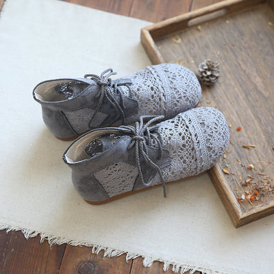 Women Summer Vintage Cotton Linen Hollow Boots May 2022 New Arrival 35 Gray 