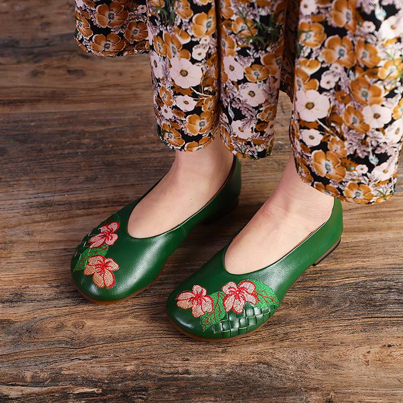 Women Summer Vintage Floral Embroidery Casual Shoes May 2022 New Arrival Gray 35 