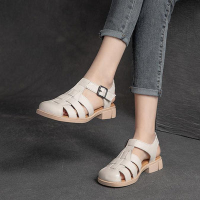 Women Summer Vintage Woven Leather Casual Sandals