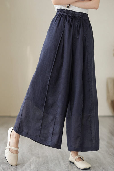 Women Summer Wide-Leg Linen Casual Pants Apr 2023 New Arrival 