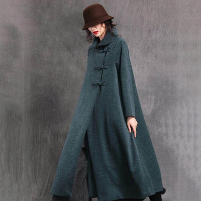 Women Vintage Chinese Style Winter Long Coat 2019 March New One Size Green 