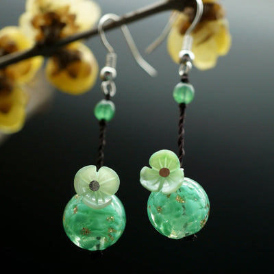Women Vintage Colored Glaze Shell Earrings May 2022 New Arrival Green 