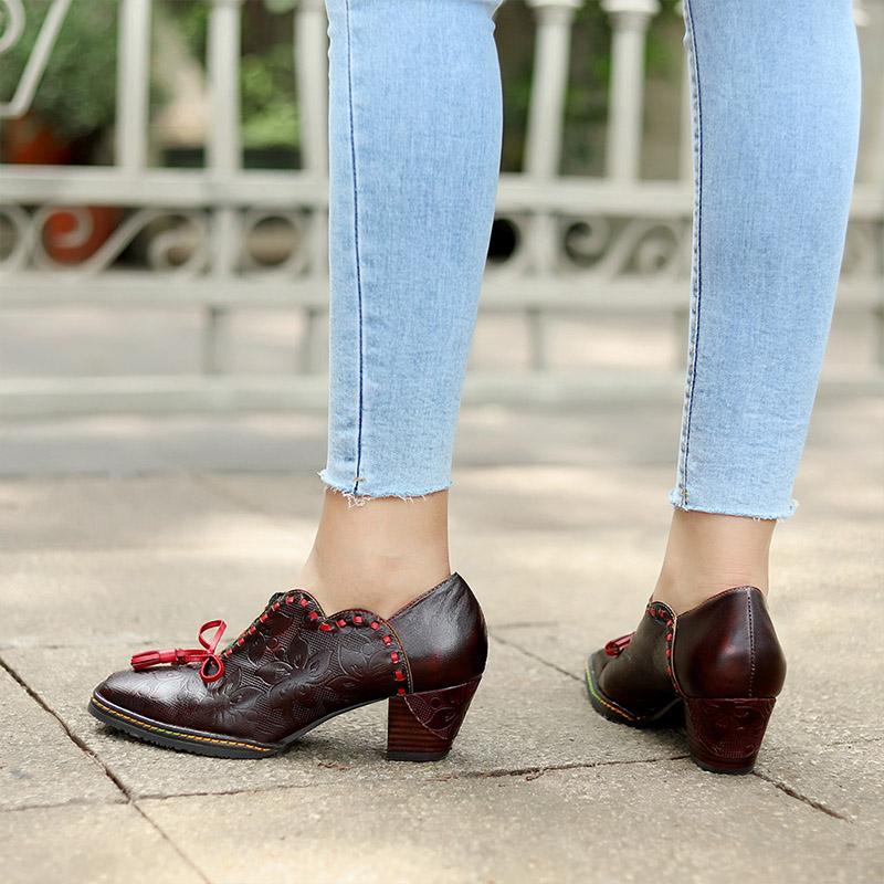 Women Vintage Leather Bowknot Casual Shoes Nov 2021 New Arrival 