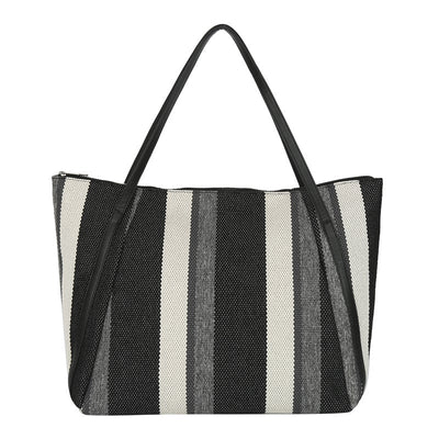 Women Vintage Striped Canvas Shoulder Bag