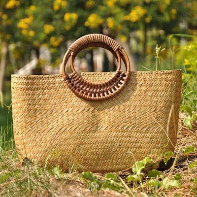 Women Weave Straw Handwoven Summer Beach Bag