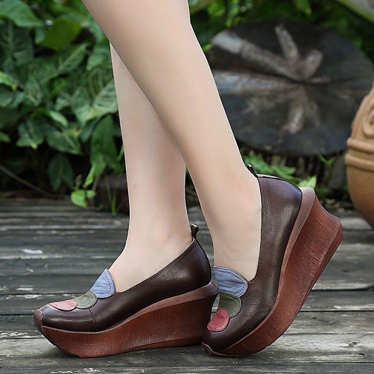 Women Wedge Sewing Paneled Casual Soft Shoes 2019 May New 35 Coffee 
