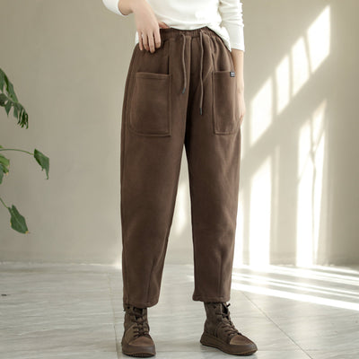 Women Winter Cotton Furred Solid Pants Oct 2022 New Arrival M Coffee 
