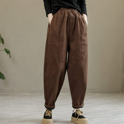 Women Winter Cotton Solid Furred Loose Pants Oct 2022 New Arrival M Coffee 