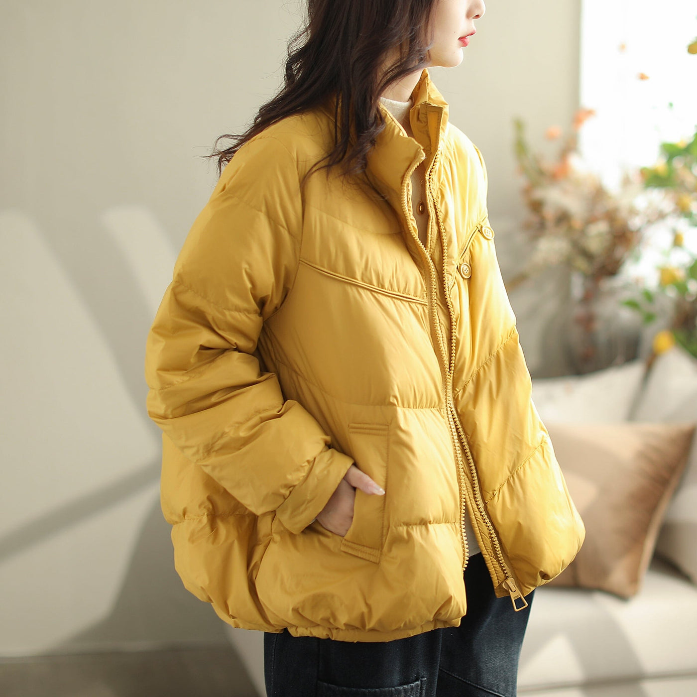 Women Winter Fashion Casual Down Coat Oct 2023 New Arrival S Yellow 