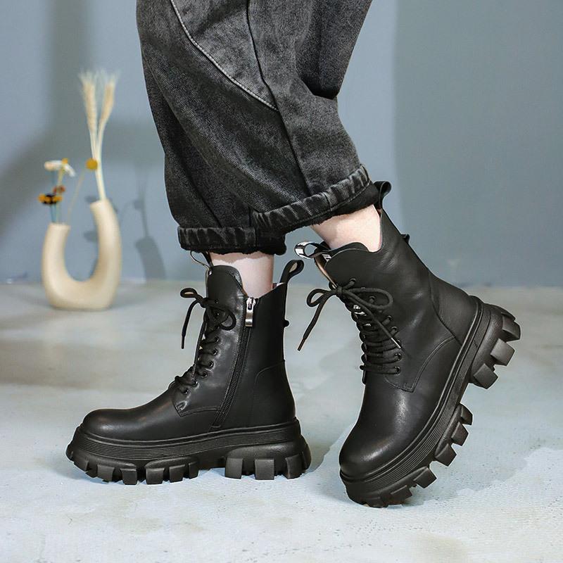 Women Winter Retro Fashion Casual Plush Leather Boots