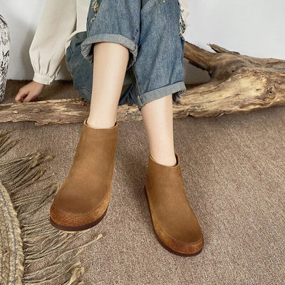 Women Winter Retro Frosted Leather Boots Nov 2022 New Arrival 