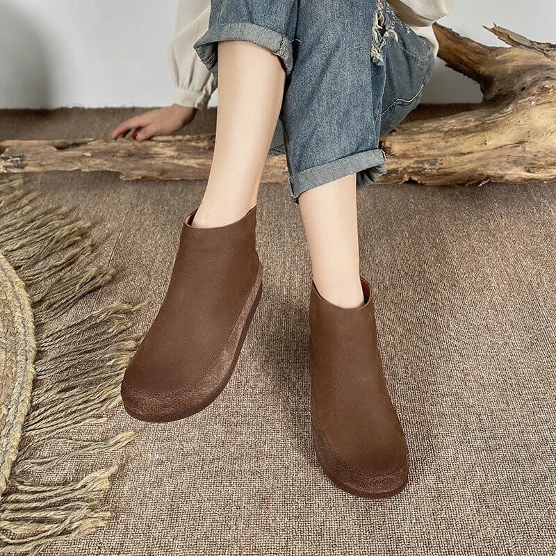 Women Winter Retro Frosted Leather Boots