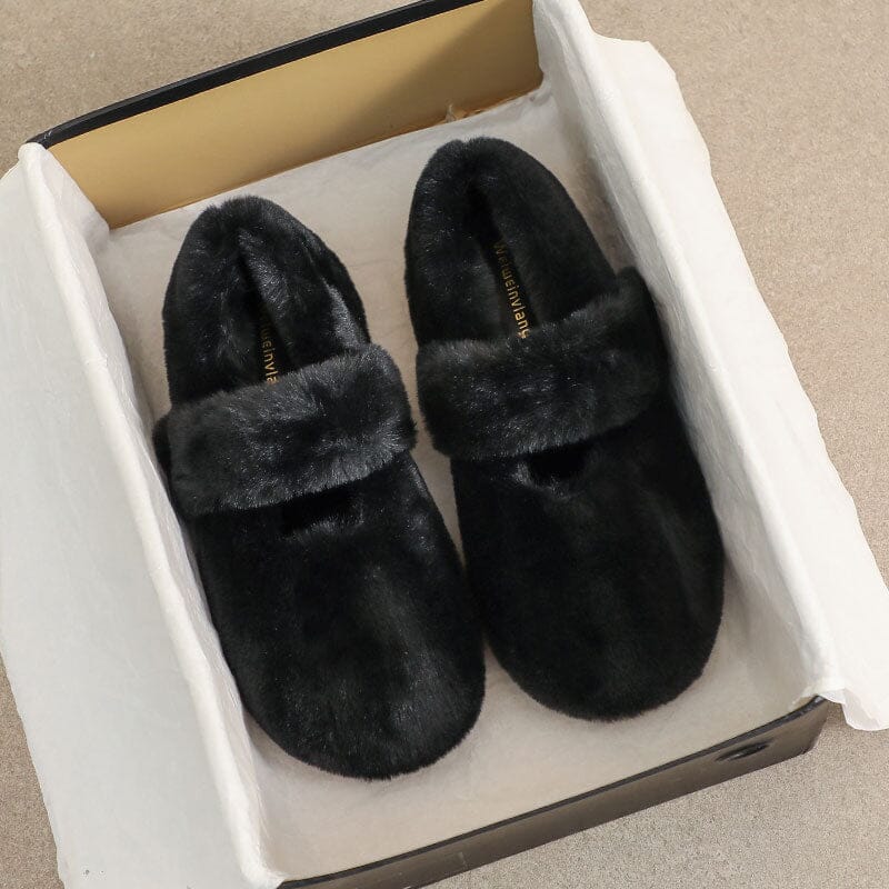 Women Winter Solid Furred Casual Shoes Dec 2022 New Arrival 34 Black 