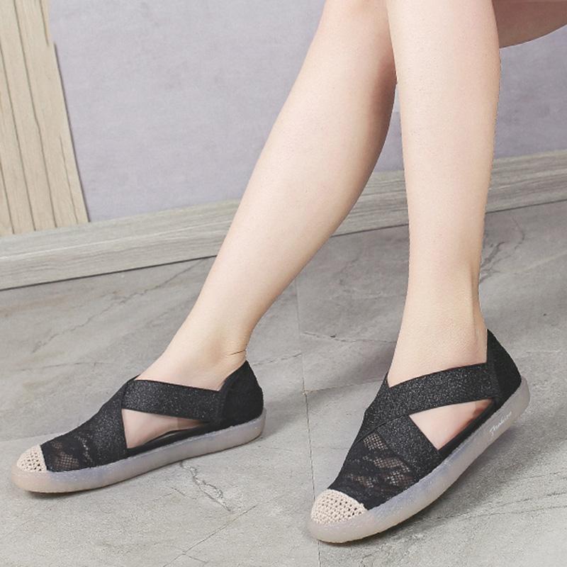 Women's Breathable Flat Strap Sandals April 2021 New-Arrival 35 Black 