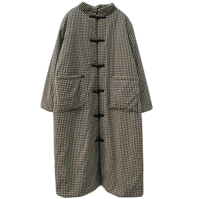 Winter Women's Cotton Retro Plaid Coat