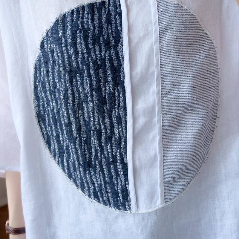 Women's Loose Patchwork Cotton Linen T-Shirt