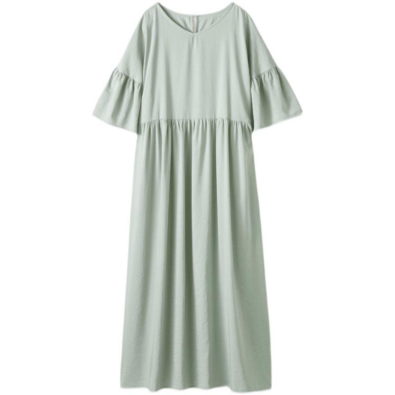 Women's Short-Sleeved Cotton Linen Dress