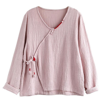 Women's V-neck Pullover Cotton Shirt April 2021 New-Arrival 