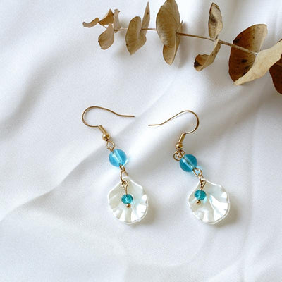 Women's Vintage Glass and Pearl Earrings ACCESSORIES Blue B 