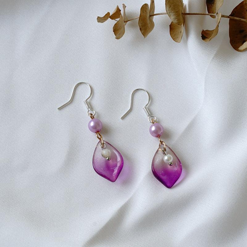Women's Vintage Glass and Pearl Earrings ACCESSORIES Purple 