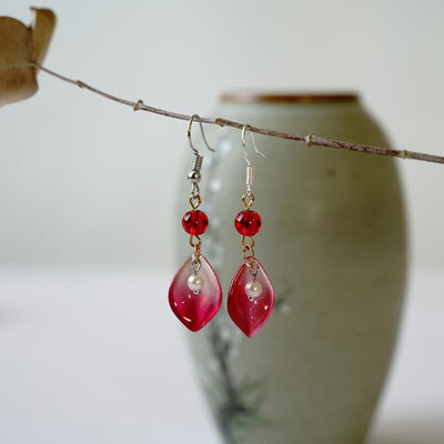 Women's Vintage Glass and Pearl Earrings ACCESSORIES Red 