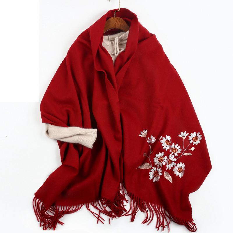 Wool And Cashmere Scarf For Spring And Autumn claret one 