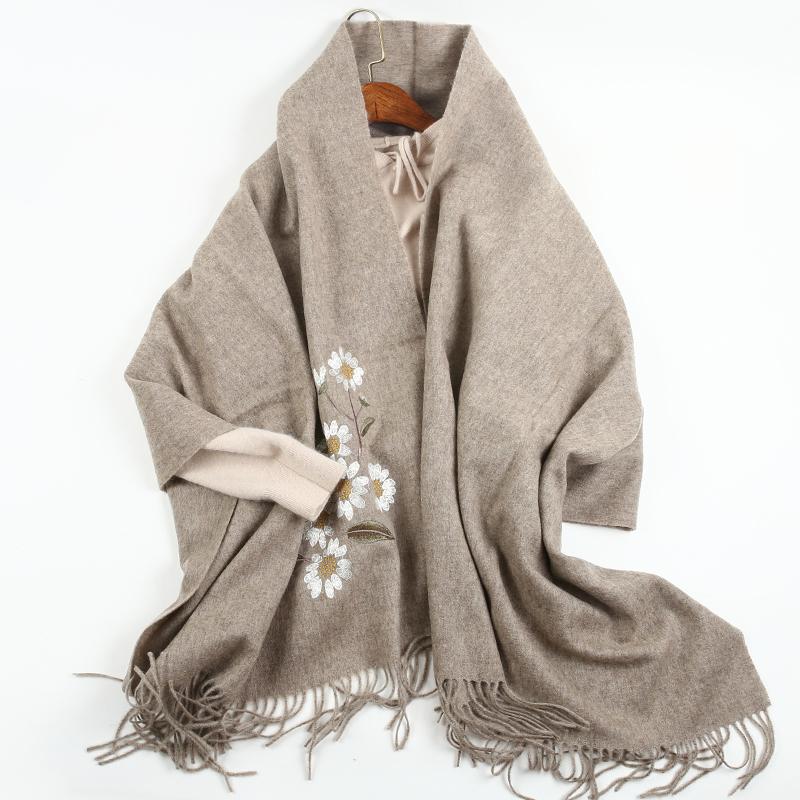 Wool And Cashmere Scarf For Spring And Autumn khaki one 