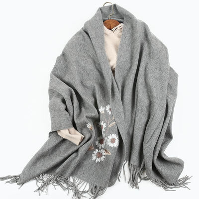 Wool And Cashmere Scarf For Spring And Autumn Medium gray one 