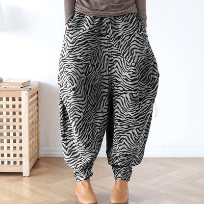 Zebra Stripes Velvet Pants