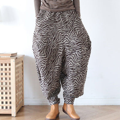 Zebra Stripes Velvet Pants 2019 New December M Khaki 